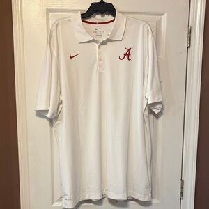 Nike White Polo with Crimson Alabama 'A' Logo